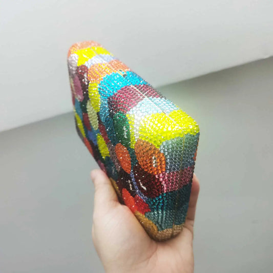 KHNMEET Designer Crystal Handbags Multi color Crystal Banquet Clutch Bags for Women Party Purse Customized Cheaper sm100