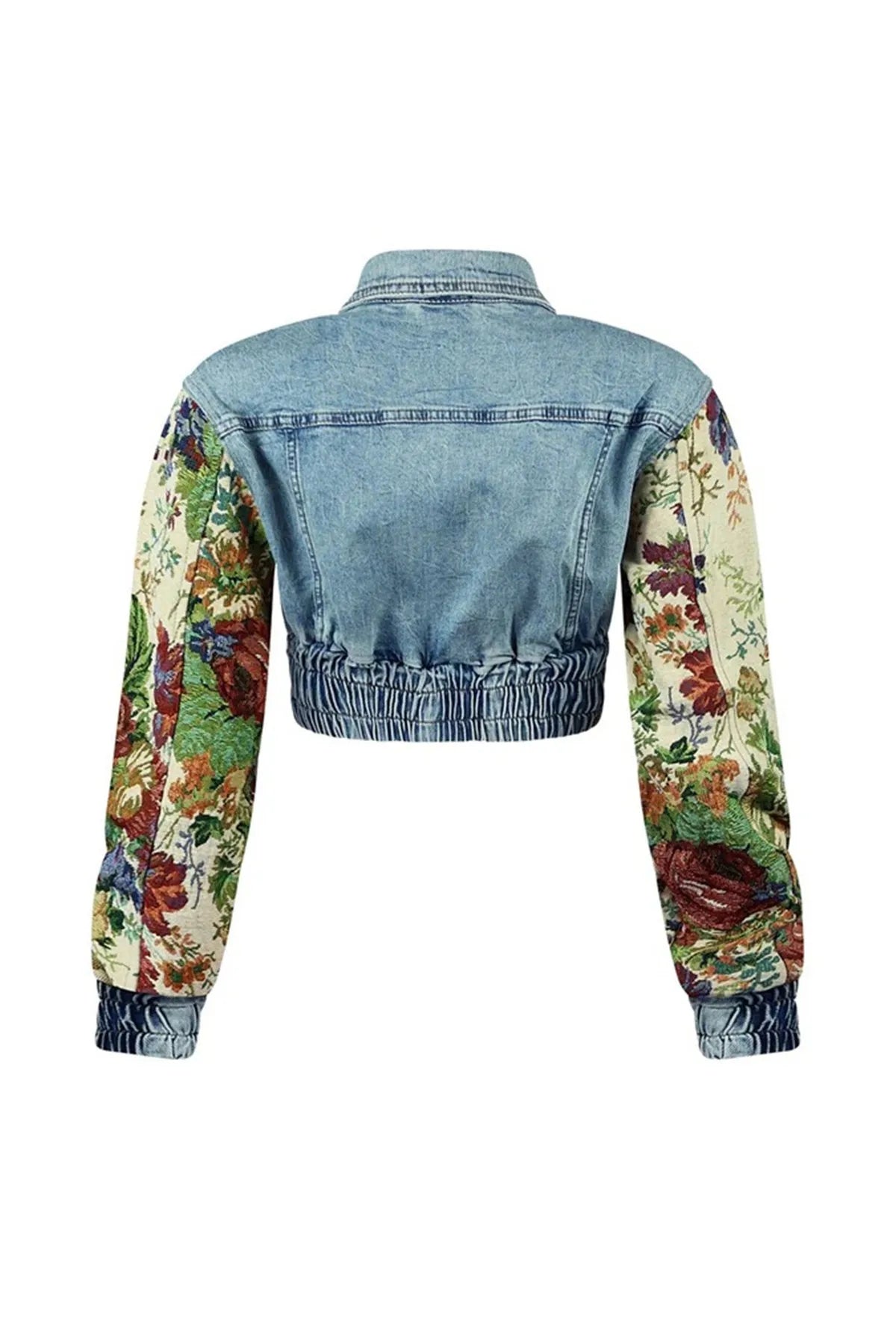 CM.YAYA Denim Women's Set Floral Patchwork Full Sleeve Button Fly Jacket and Ripped Jeans Pants Suit 2024 Two 2 Piece Set Outfit