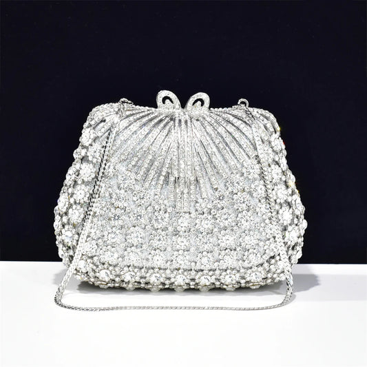 Fashion Box Metal Crystal Evening Bags Women Handbags Party Purse Clutch Bags Decorated with Rhinestone Clutch Purse Wedding