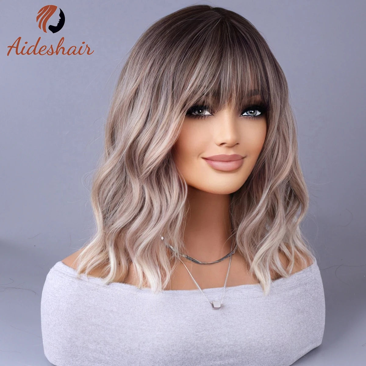 Synthetic wig 2023 New Internet celebrity style with fringe gradually light gray wigs European and American - SN Wigs & More