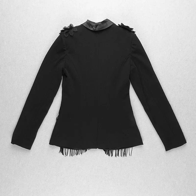 A3449 Heavy Industry  New Arrived Beaded Tassel  Women  Elegant Short Top Black Fashion Coat  2024