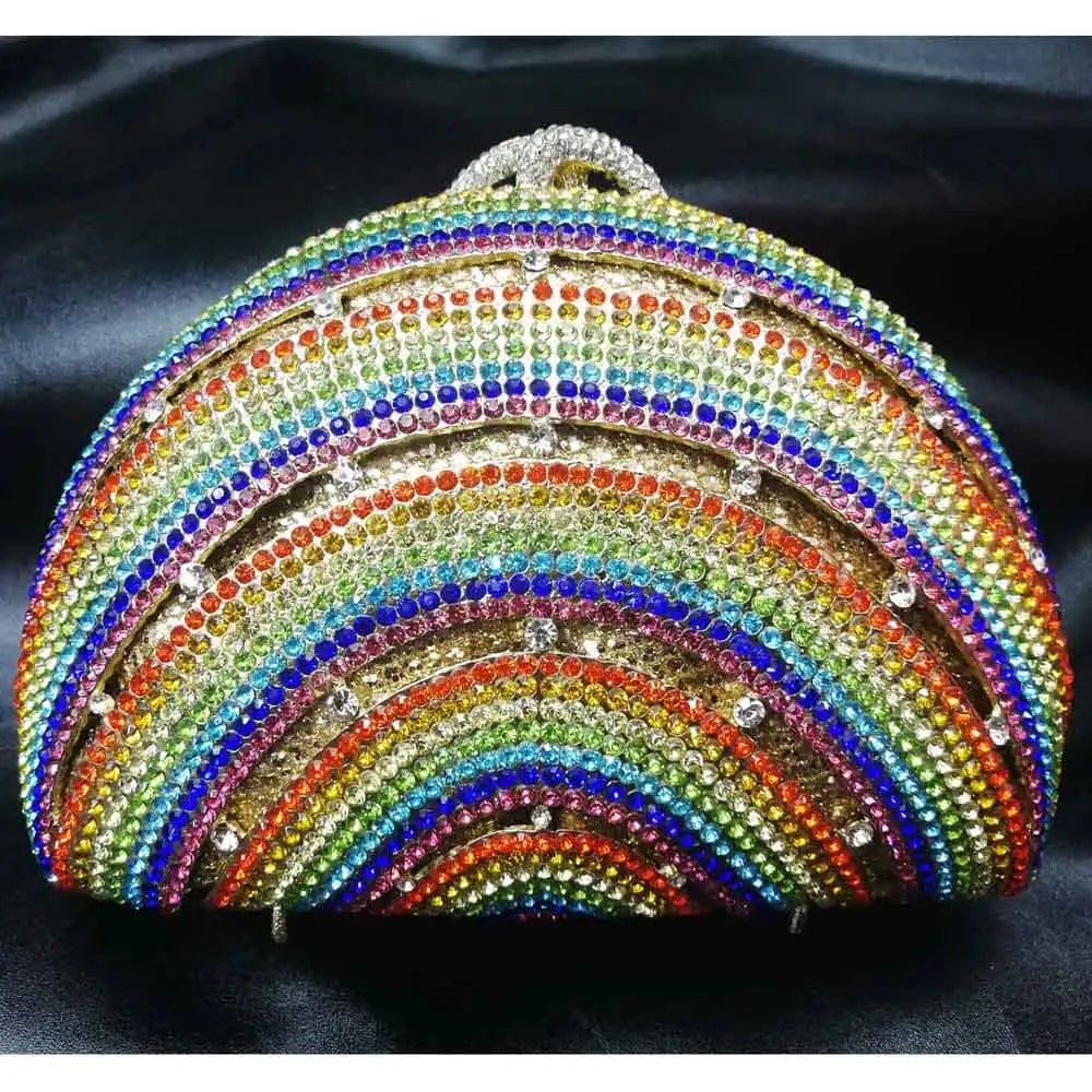 clutch A / with Box Chain / CN Shell Designer rainbow Crystal Evening Bags Party Purse Wedding Clutch Bags Female Handbags SC989