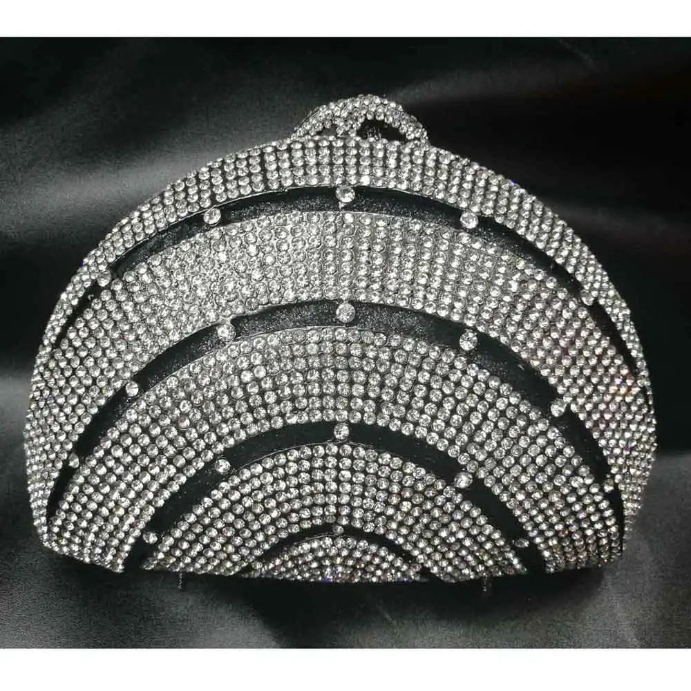 clutch Black Silver / with Box Chain / CN Shell Designer rainbow Crystal Evening Bags Party Purse Wedding Clutch Bags Female Handbags SC989