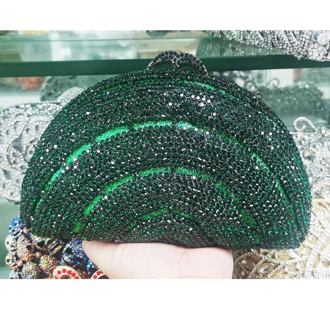 clutch Green / with Box Chain / CN Shell Designer rainbow Crystal Evening Bags Party Purse Wedding Clutch Bags Female Handbags SC989