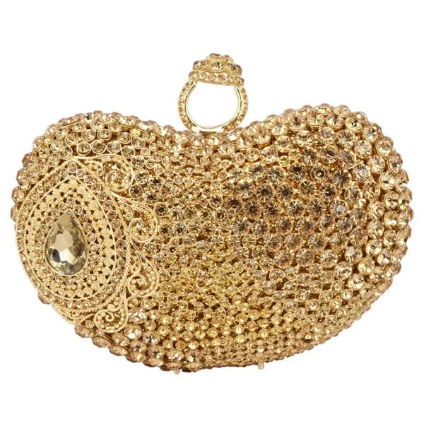 clutch Newest finger ring Gold Metal Clutch Bag Wemen Wedding White Party Prom Evening Bag water drop Pattern banquet Handbag SC428