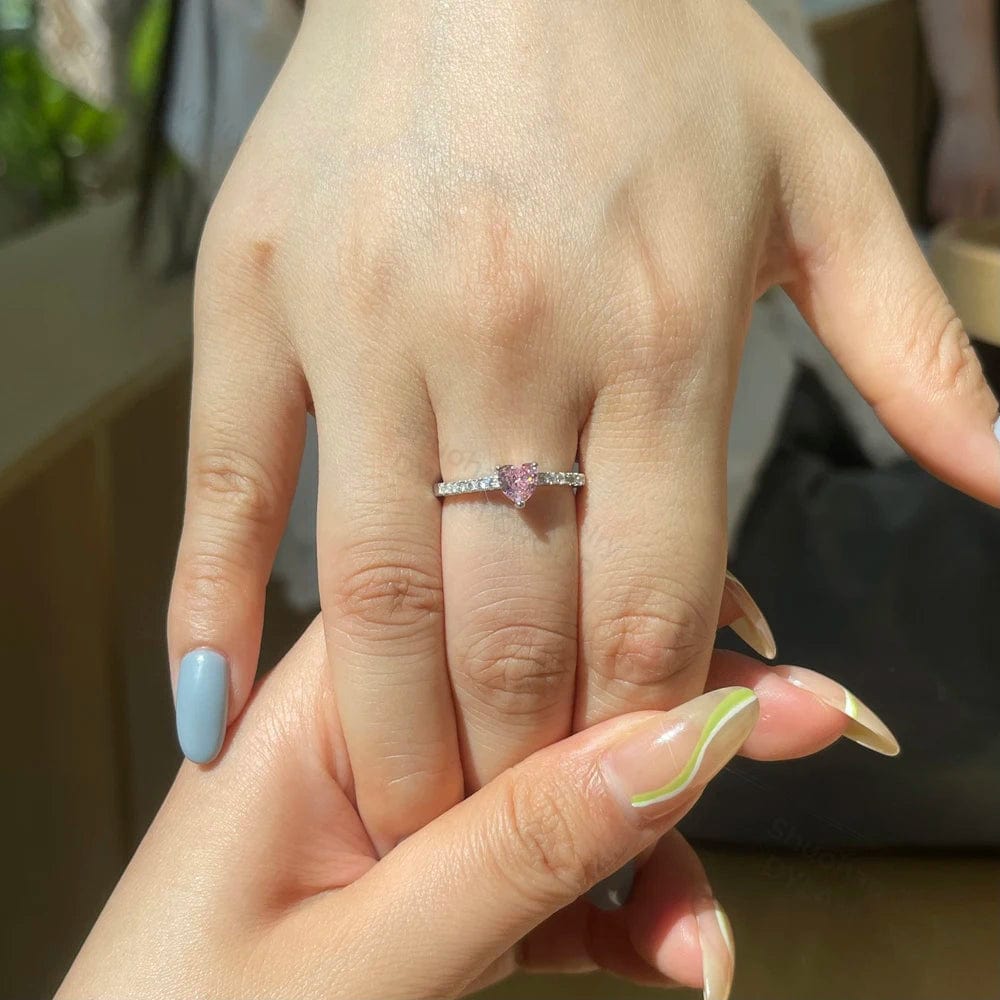 Dylam In Stock Fast Shipping Simplicity Minimalist 5A Level CZ Stone Wedding Rings Heart Love 925 Silver Sterling Rings Jewelry