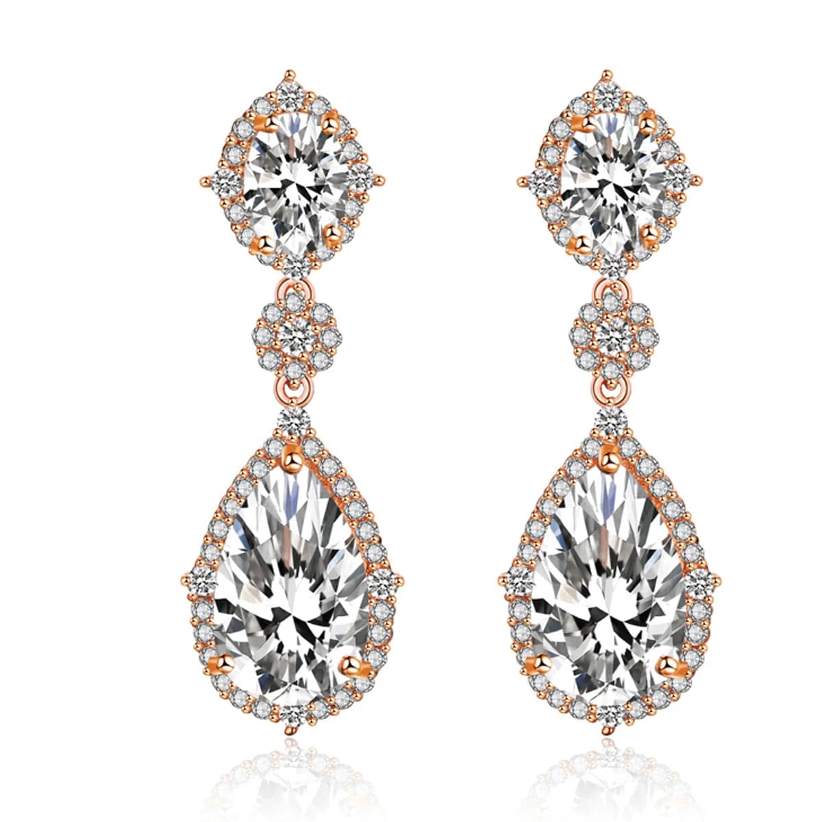 EP2034 Rose Gold RAKOL EP2218 Latest Design Of Cubic Zirconia Earrings Wholesale Women's Silver Bridal Diamond Earrings EP2218