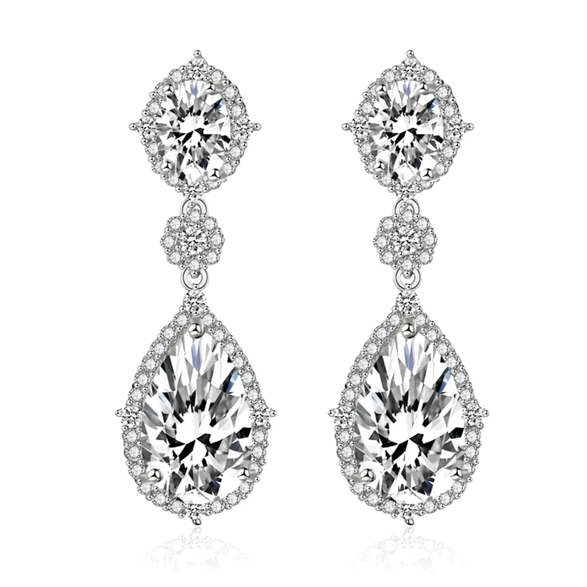 EP2034 White RAKOL EP2218 Latest Design Of Cubic Zirconia Earrings Wholesale Women's Silver Bridal Diamond Earrings EP2218