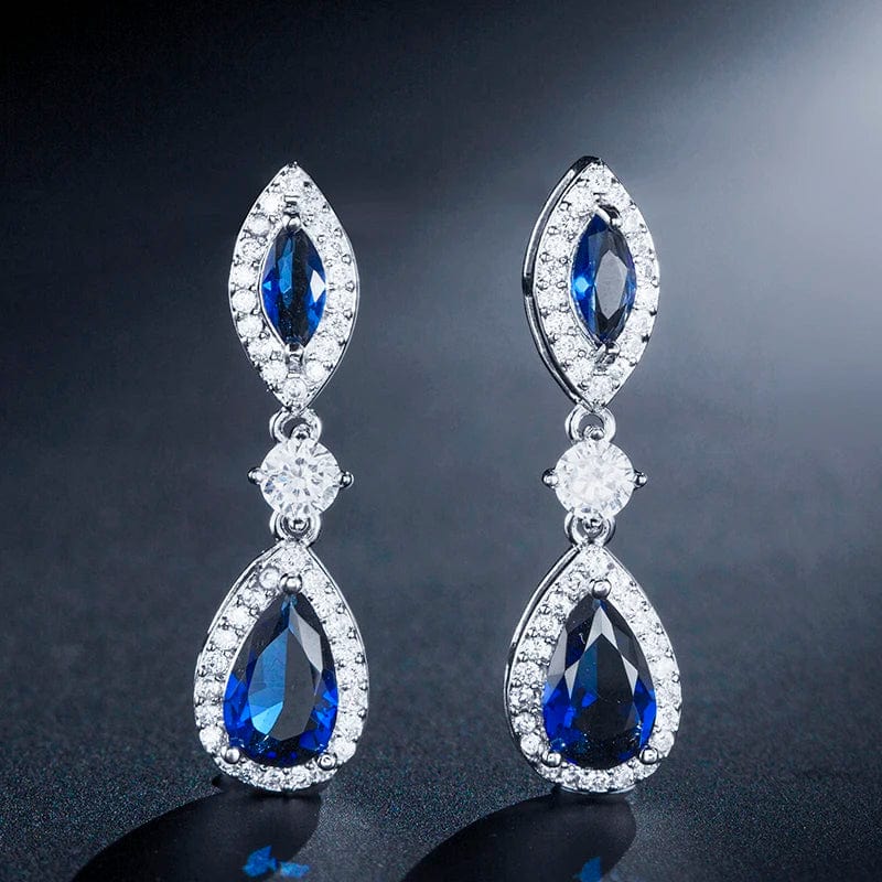 EP2048 White Blue Stone RAKOL EP2218 Latest Design Of Cubic Zirconia Earrings Wholesale Women's Silver Bridal Diamond Earrings EP2218