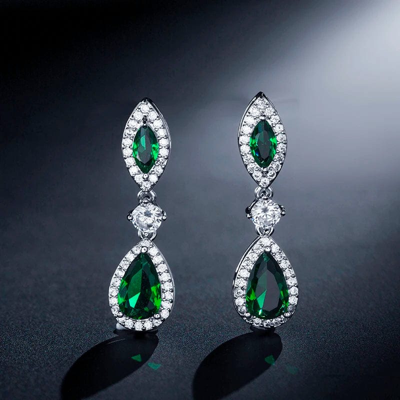 EP2048 White Green Stone RAKOL EP2218 Latest Design Of Cubic Zirconia Earrings Wholesale Women's Silver Bridal Diamond Earrings EP2218