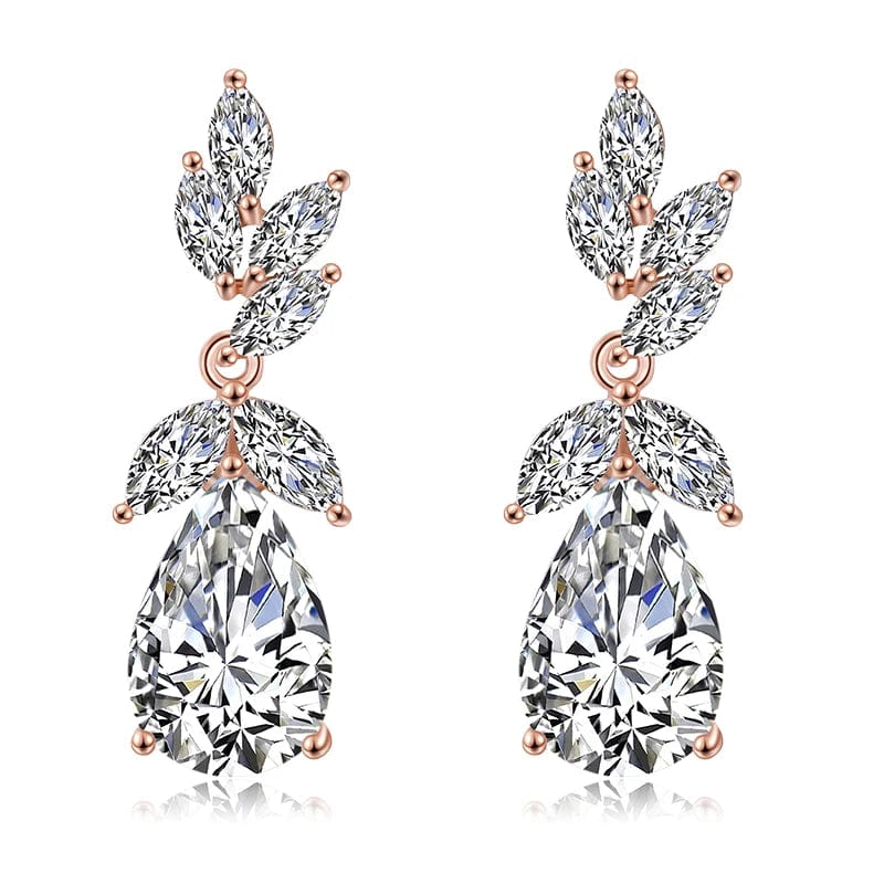 EP2215 Rose Gold RAKOL EP2218 Latest Design Of Cubic Zirconia Earrings Wholesale Women's Silver Bridal Diamond Earrings EP2218