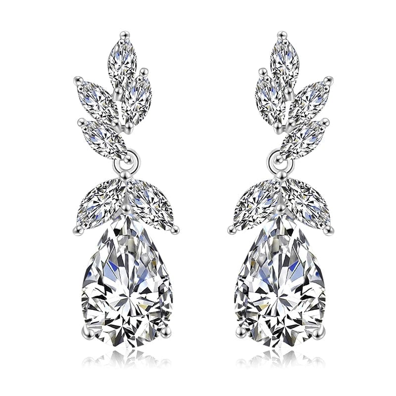 EP2215 White RAKOL EP2218 Latest Design Of Cubic Zirconia Earrings Wholesale Women's Silver Bridal Diamond Earrings EP2218