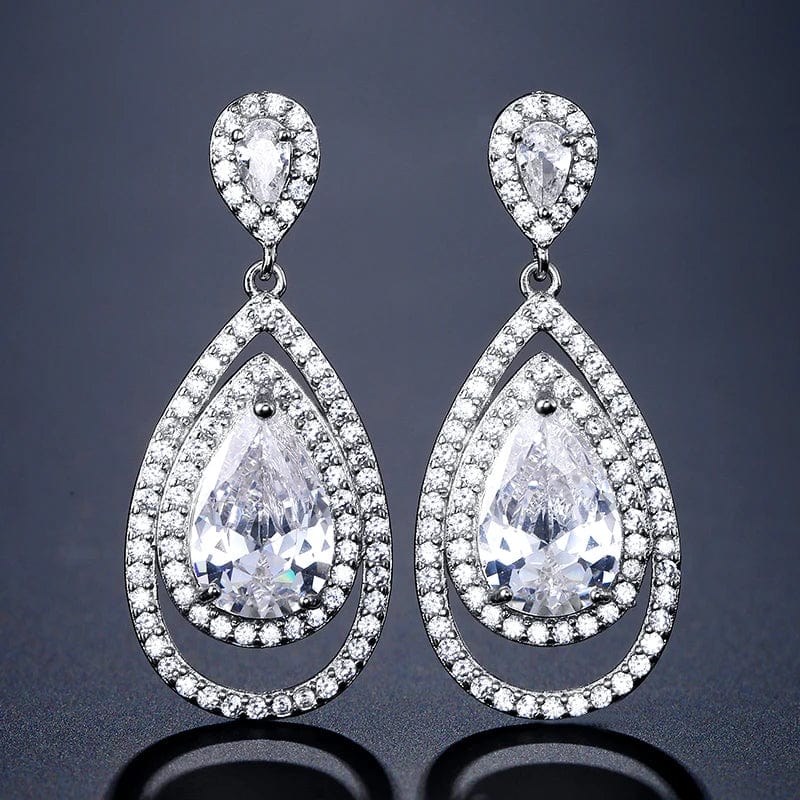 EP2372 White RAKOL EP2218 Latest Design Of Cubic Zirconia Earrings Wholesale Women's Silver Bridal Diamond Earrings EP2218