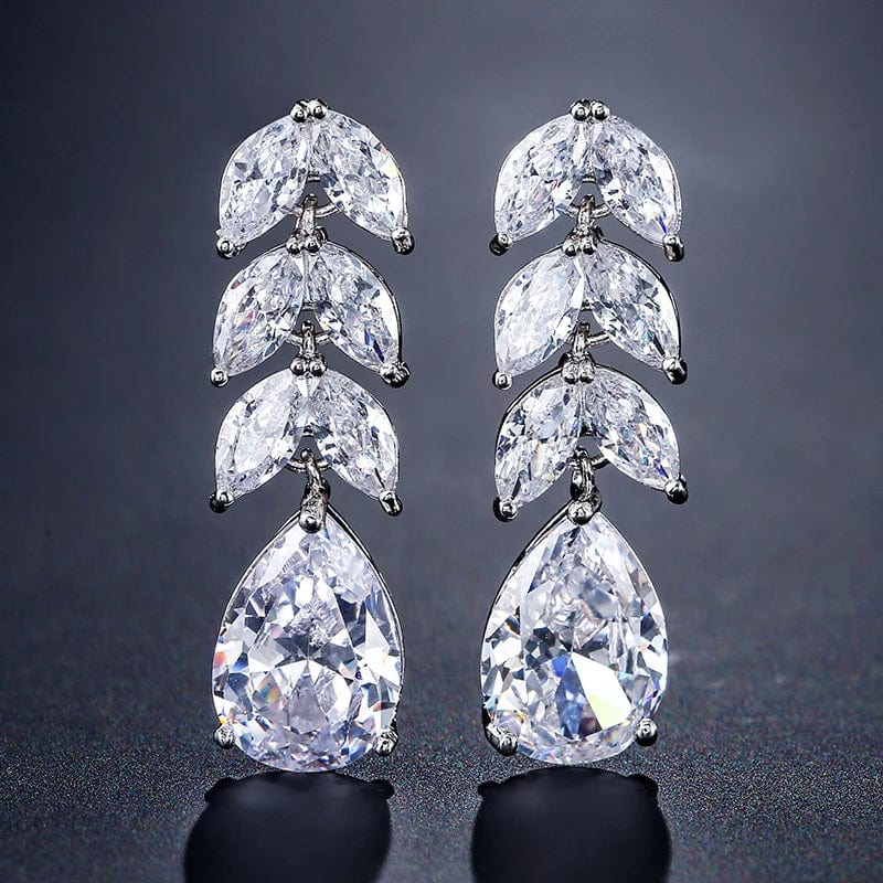 EP2384 White RAKOL EP2218 Latest Design Of Cubic Zirconia Earrings Wholesale Women's Silver Bridal Diamond Earrings EP2218