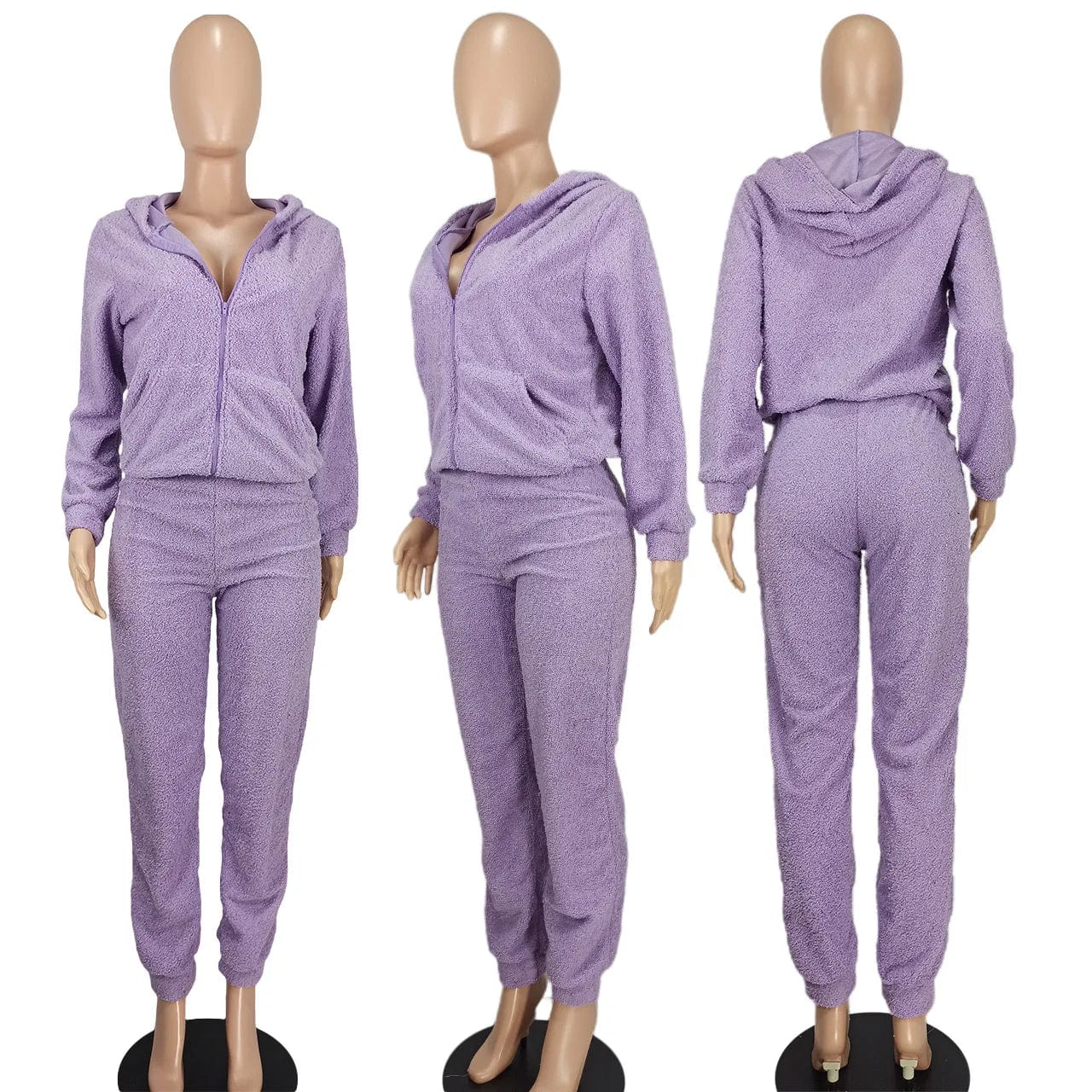 Fall 2024 Women Clothes Hoodie Lounge Wear Long Sleeve Boutique Plush Two Piece Set