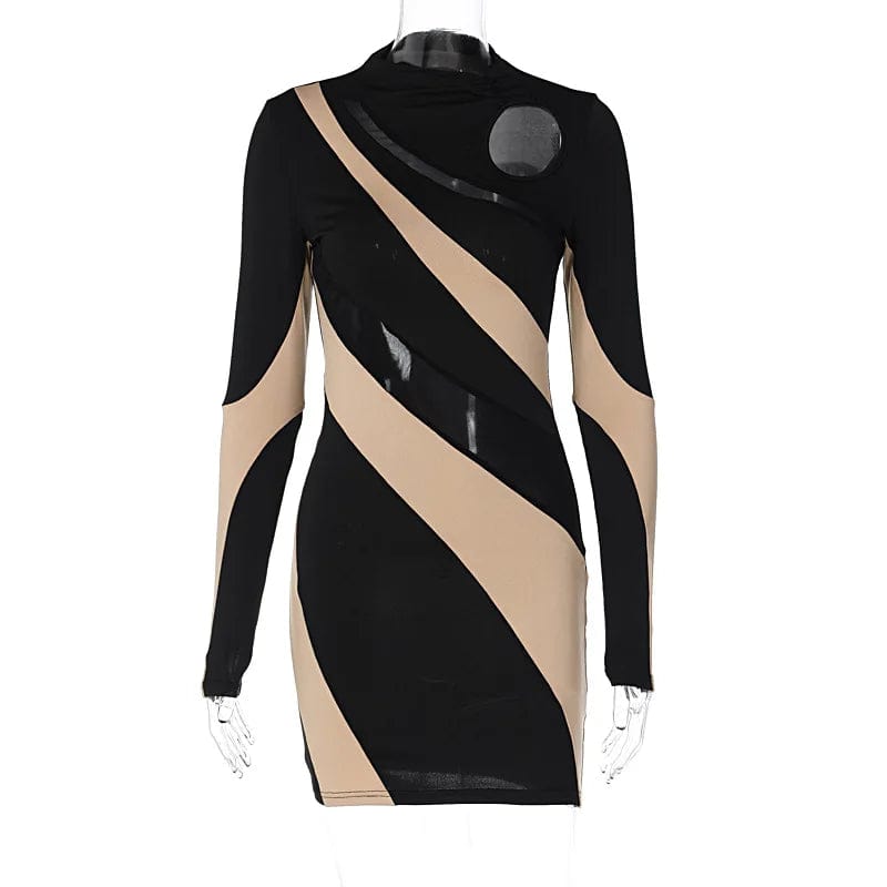 Fall Spring Ladies Mini Long Sleeve Bodycon Party Sexy Wrap Dress Cut Out Women's Night Club Dresses Women Clothing