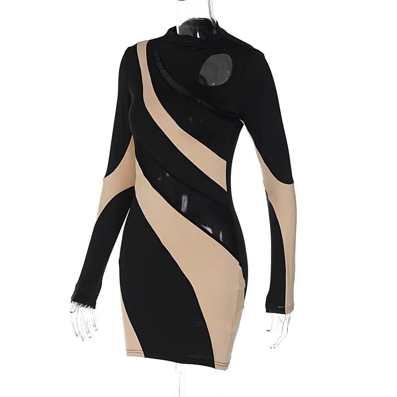 Fall Spring Ladies Mini Long Sleeve Bodycon Party Sexy Wrap Dress Cut Out Women's Night Club Dresses Women Clothing