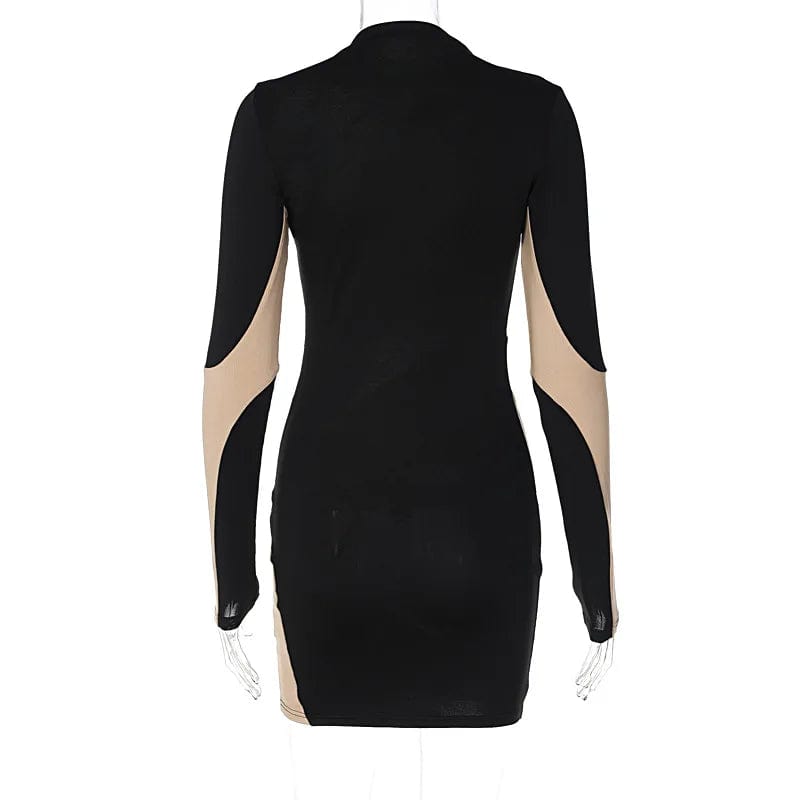 Fall Spring Ladies Mini Long Sleeve Bodycon Party Sexy Wrap Dress Cut Out Women's Night Club Dresses Women Clothing