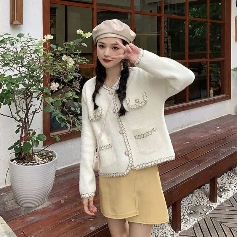 Free / Apricot 2024 Spring new arrival long sleeve cardigan single breast fashionable women elegant classic sweater coat