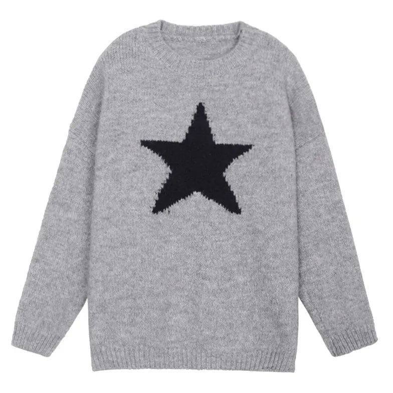 Free / Gray 2024 Spring new arrival long sleeve jumper star cable knit women sweater pullover