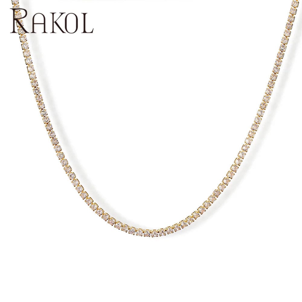 Gold Clear Stone RAKOL NP5087N 2022 New Fashion Jewelry Necklaces Colorful Natural Stone Chain Necklaces Jewelry Personalized Custom Necklaces