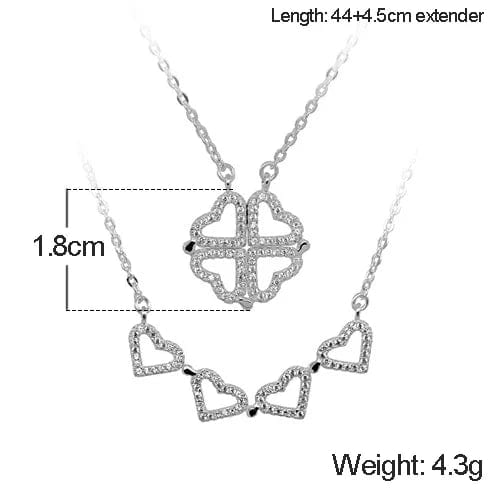 Hearts Four Leaf Clover Style 925 Sterling Silver Necklaces Magnetic Couple Heart Necklace Jewelry