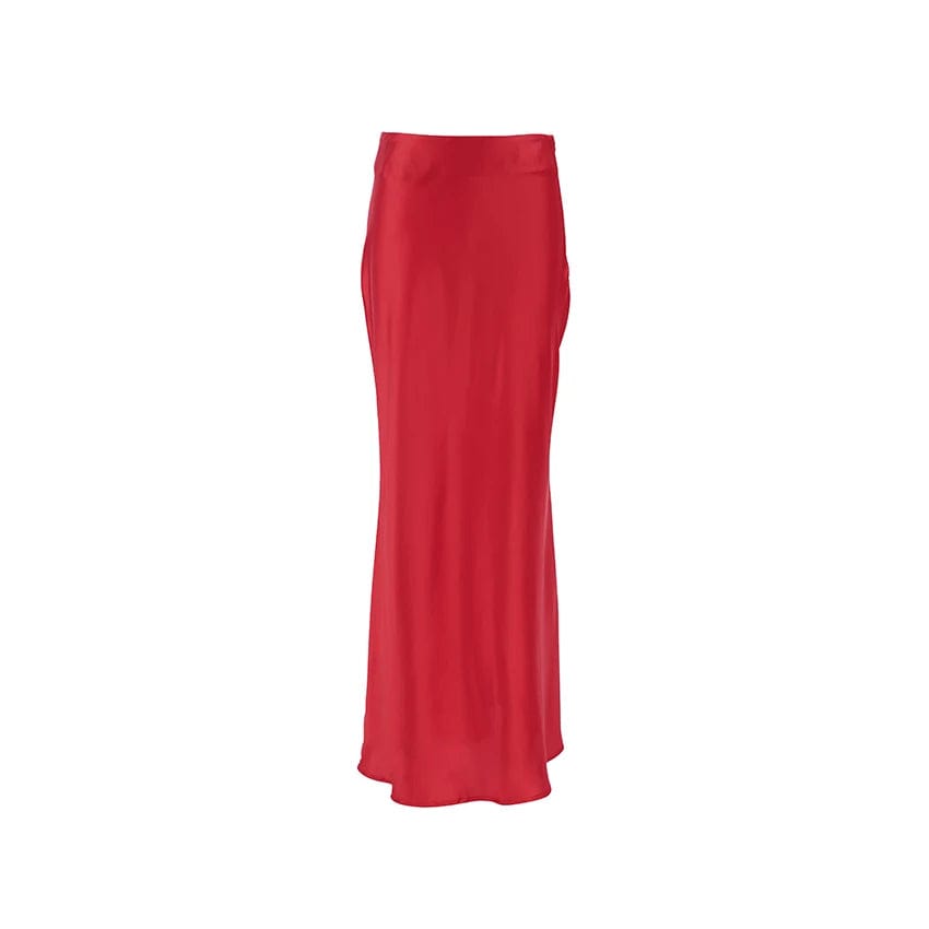 L / Red OOTN Midi Skirts Women Red Long Skirts Women SIim Elegant Casual Dress SoIid Simple Solid Slim Minimalism Women Skirts