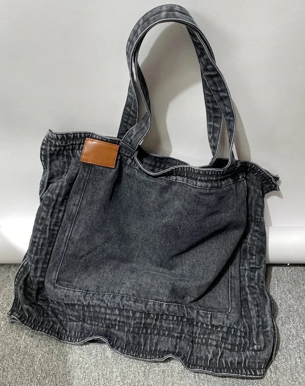 Large Capacity Denim Tote Bags For Womens Luxury Designer Handbag Purses 2024 New In Ruffle Moto & Biker Cloth Underarm Shoulder