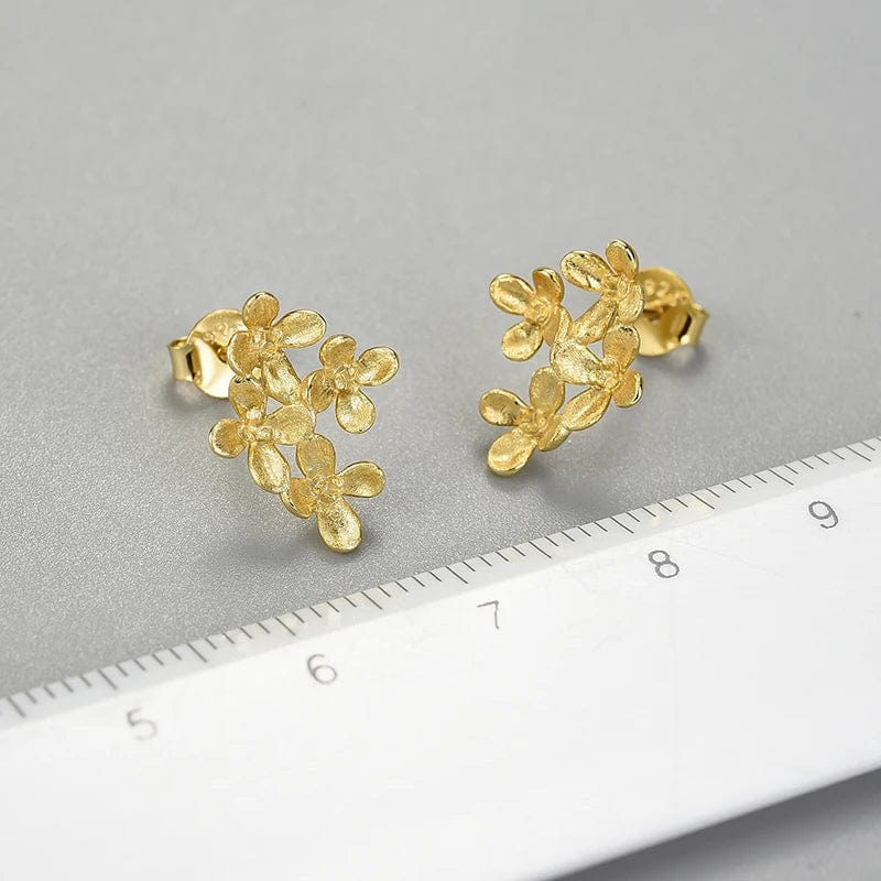 Lotus Fun Luxury Pure Silver Jewelry Unusual Wedding Jewelry Silver metal stud flower earrings