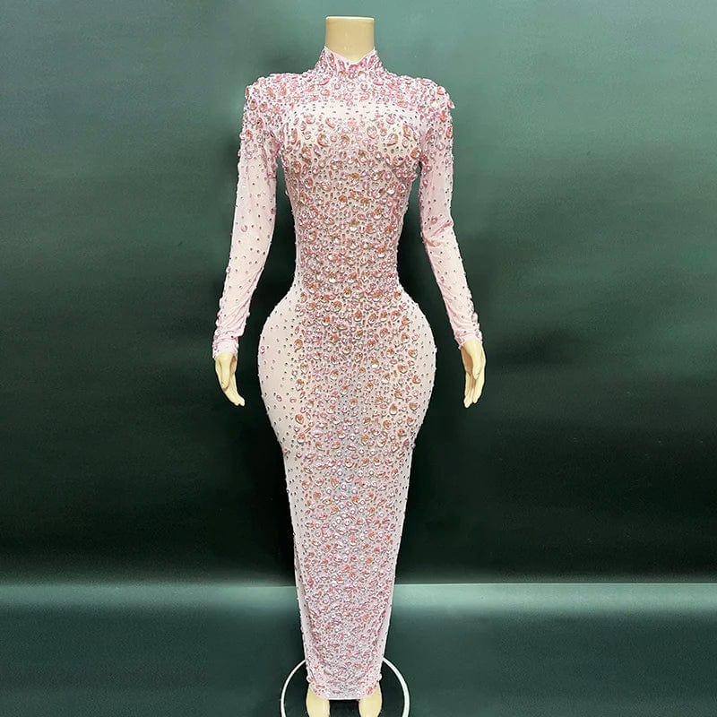 M / Pink 1 NOVANCE Y2222-M women dress dropshipping 2024 prom dresses elegant long bodycon dress sexy rhinestone for party