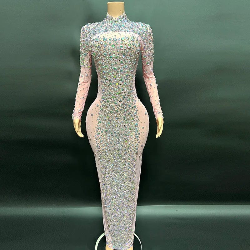 M / Pink 2 NOVANCE Y2222-M women dress dropshipping 2024 prom dresses elegant long bodycon dress sexy rhinestone for party