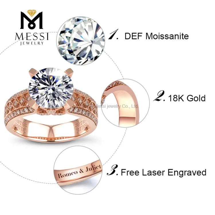 Messi Jewelry 18k rose gold moissanite diamond ring jewelry gift for mother