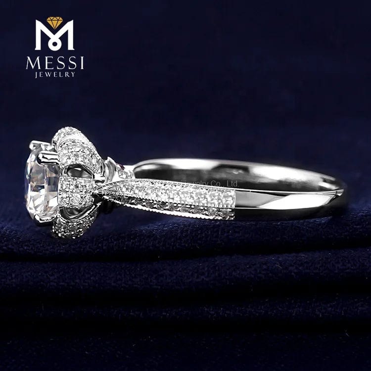 Messi Jewelry flower shape moissanite woman ring in 14k 18k gold jewelry factory price jewelry for wedding ring