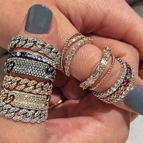 Miami cuban link chain ring iced out cz bling moving chain design hiphop Rock Women finger jewelry