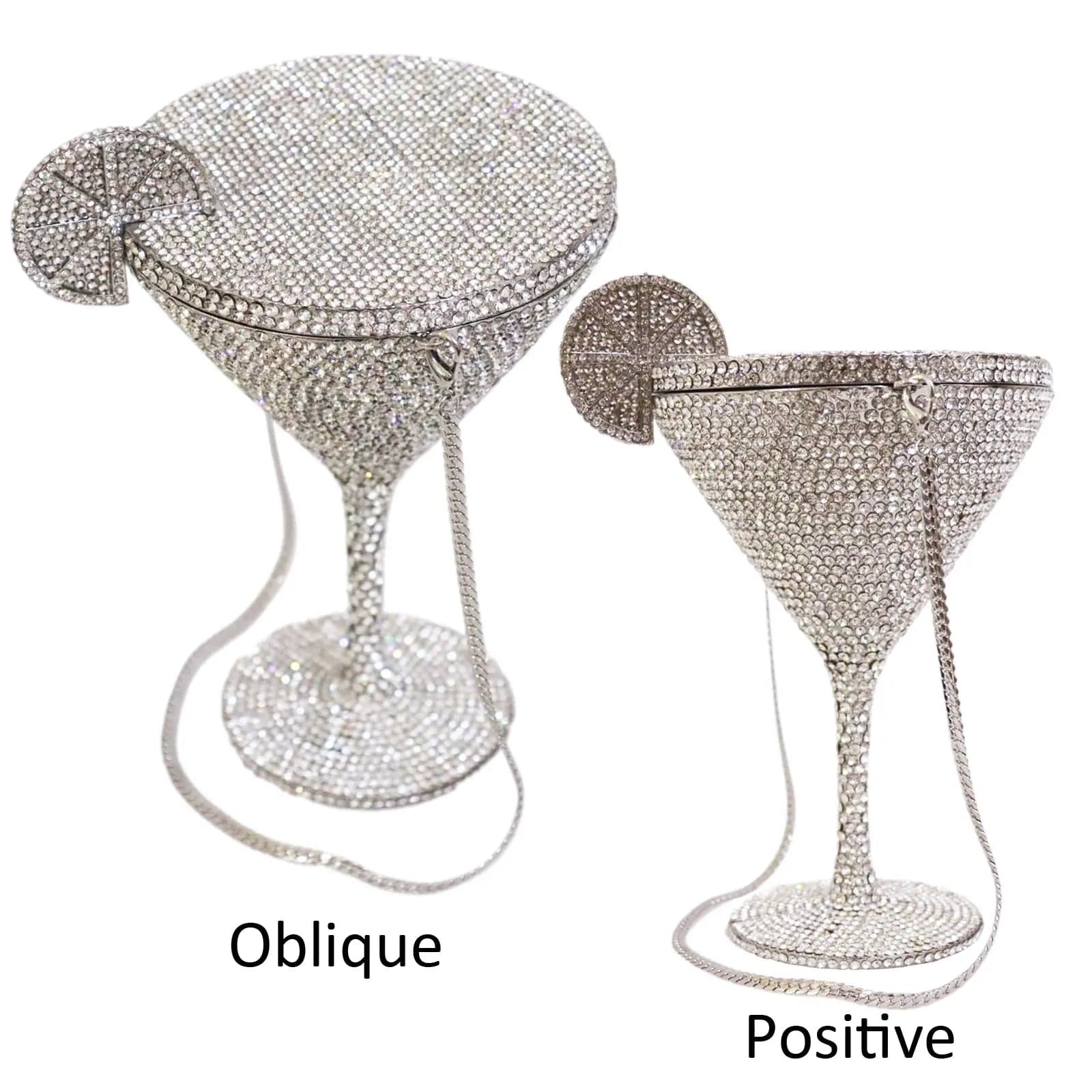 New Luxury Diamond Encrusted Crystal Rhinestone Evening Cocktail Goblet Martini Glass Dinner Lady Purse Fashion Women Clutch Bag