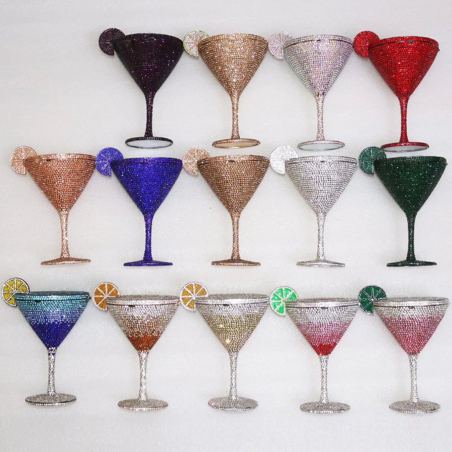 New Luxury Diamond Encrusted Crystal Rhinestone Evening Cocktail Goblet Martini Glass Dinner Lady Purse Fashion Women Clutch Bag