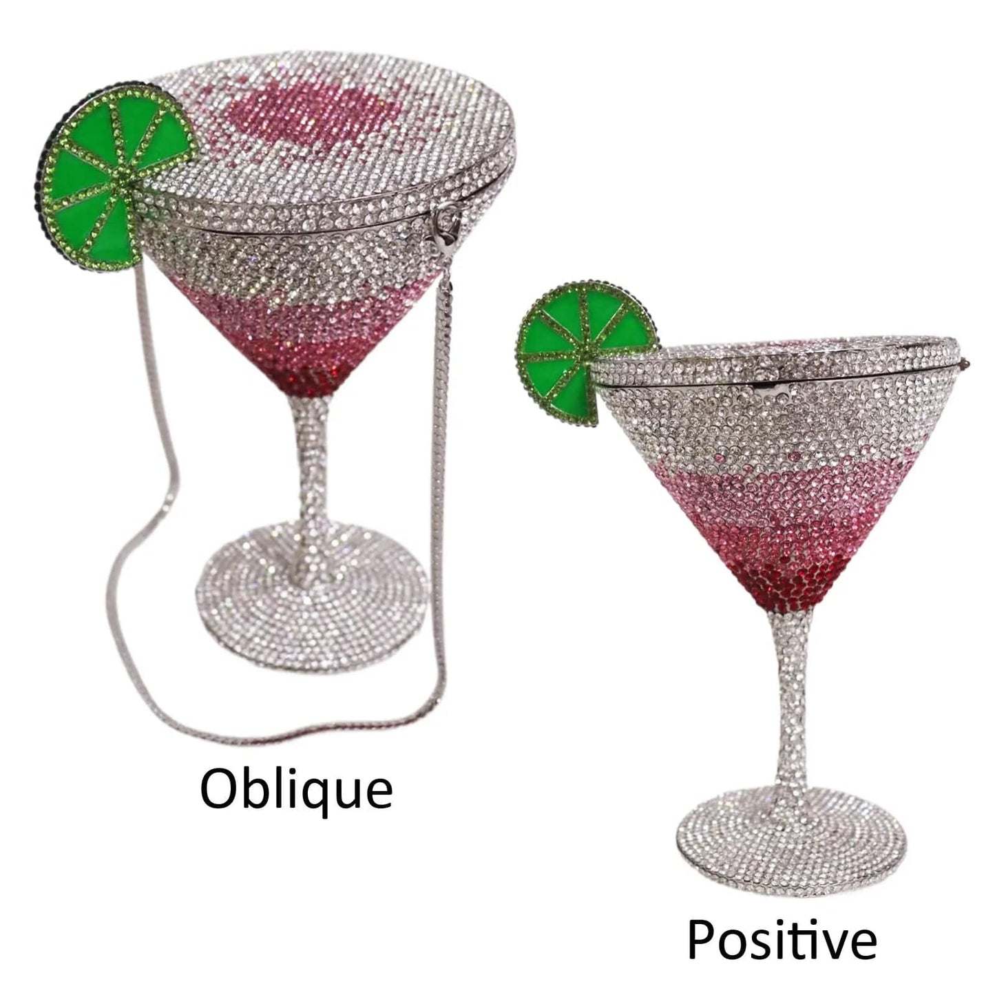 New Luxury Diamond Encrusted Crystal Rhinestone Evening Cocktail Goblet Martini Glass Dinner Lady Purse Fashion Women Clutch Bag