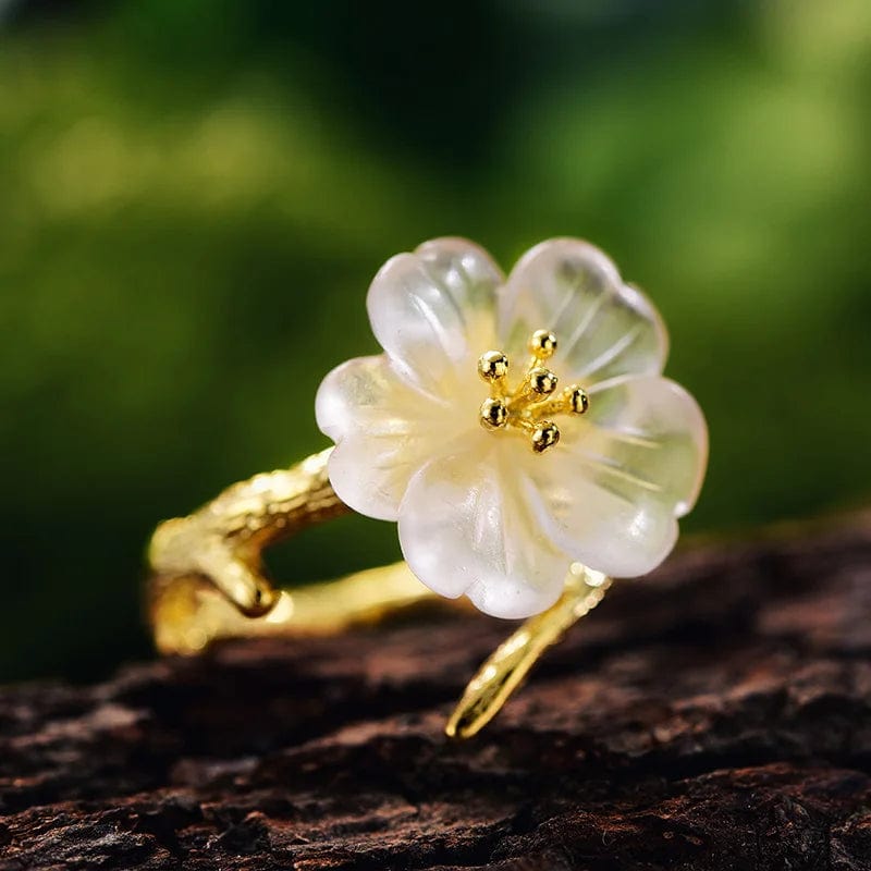 New Silver Flower in the Rain Ring crystal jewelry