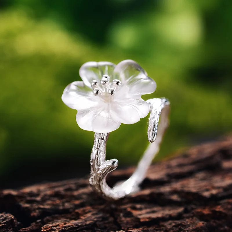 New Silver Flower in the Rain Ring crystal jewelry