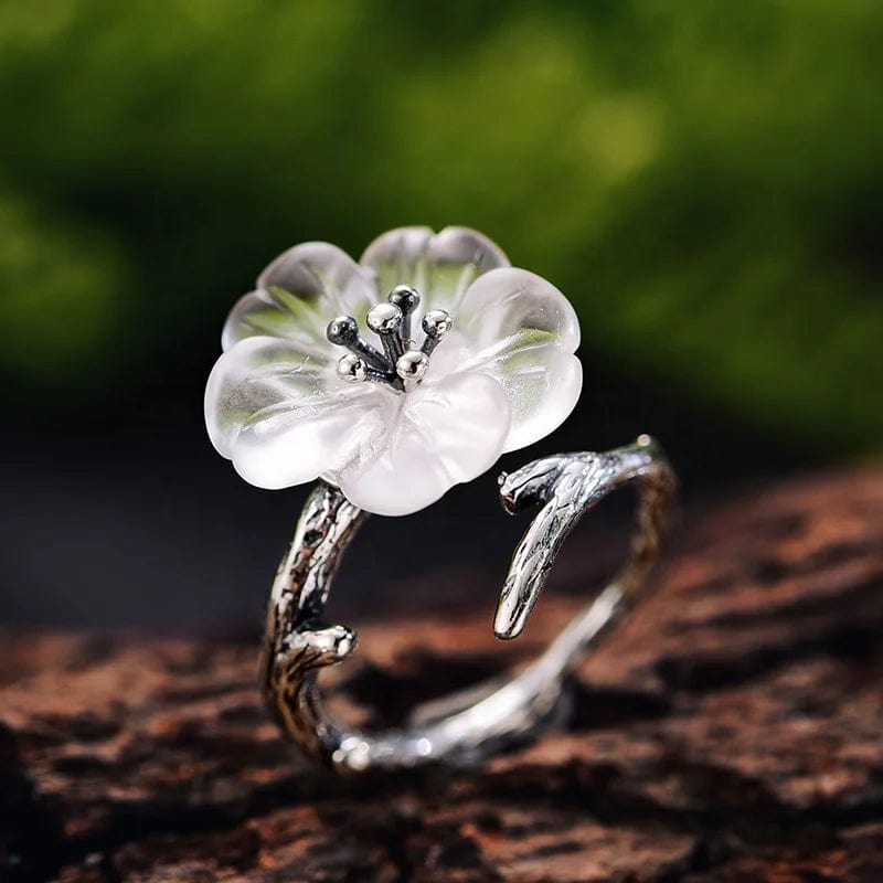 New Silver Flower in the Rain Ring crystal jewelry