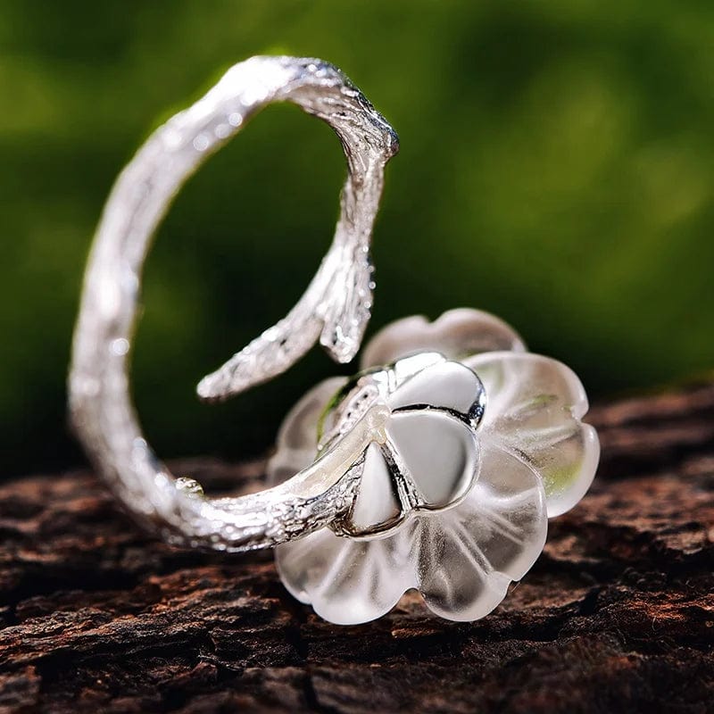 New Silver Flower in the Rain Ring crystal jewelry