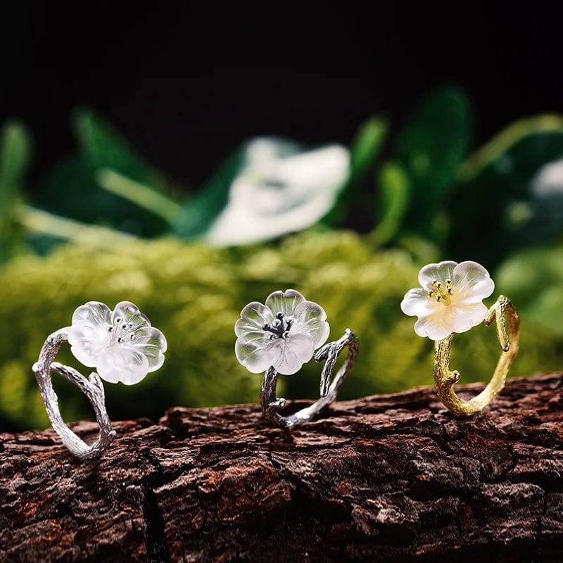 New Silver Flower in the Rain Ring crystal jewelry