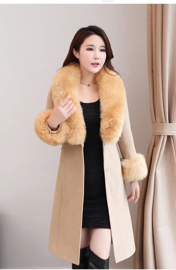 new winter coat women Woolen coat winter jacket women of the self-cultivation large fur collar jackets female Faux fox fur coats