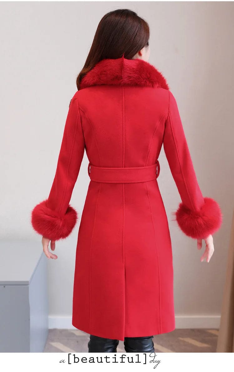 new winter coat women Woolen coat winter jacket women of the self-cultivation large fur collar jackets female Faux fox fur coats