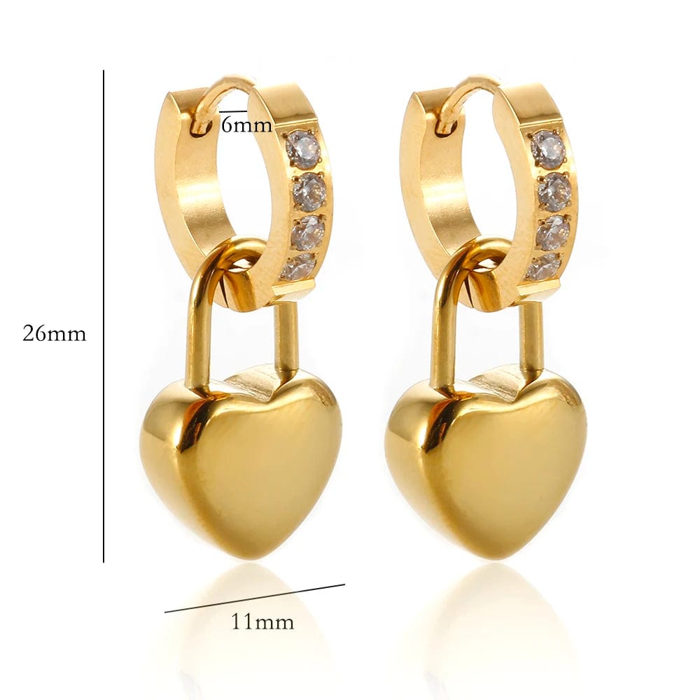 Non Tarnish Hypoallergenic Waterproof Jewelry Customized Logo 18K Gold Plated Stainless Steel Women Huggie Heart Hoop Earring