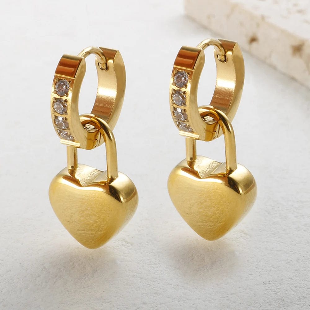 Non Tarnish Hypoallergenic Waterproof Jewelry Customized Logo 18K Gold Plated Stainless Steel Women Huggie Heart Hoop Earring