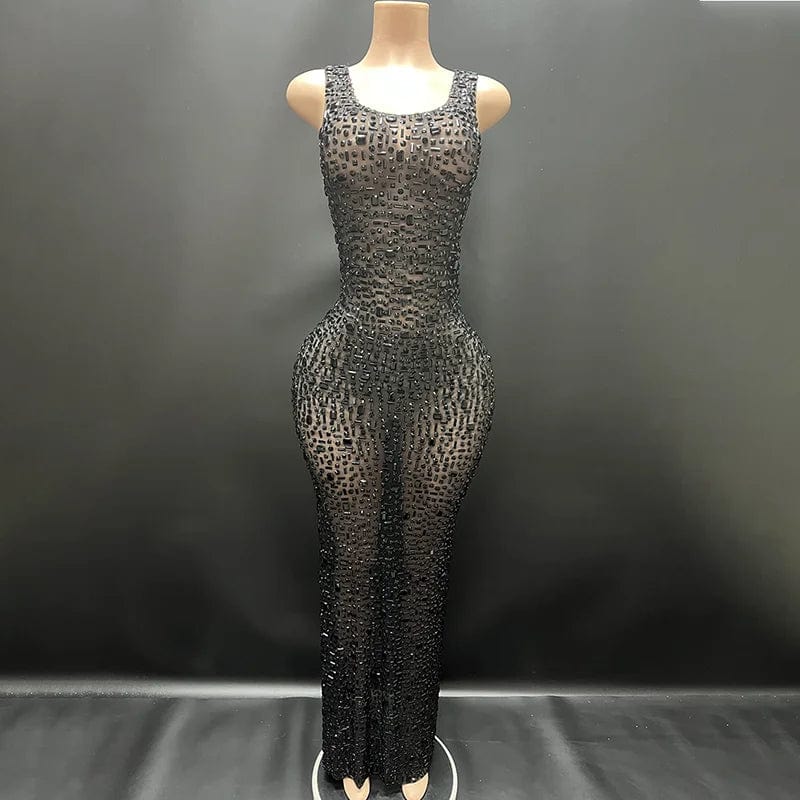 NOVANCE Y2507-TB summer dresses women 2024 sparkly black prom dress bodycon mesh dress see through sexy transparent