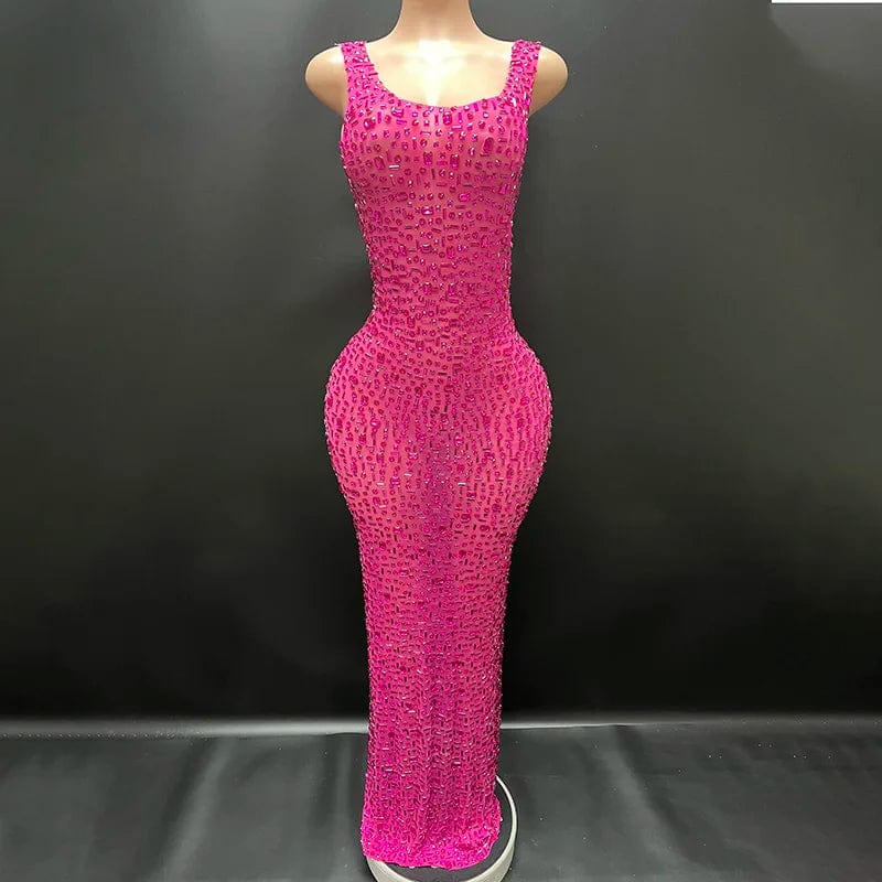 NOVANCE Y2507-TE summer dresses women 2024 pink prom dresses sexy glitter dresses rhinestone  party sexy for birthday party