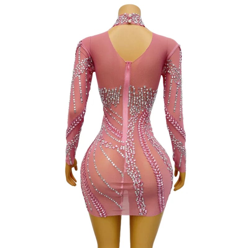 Novance Y2919 Evening Dresses 2023 Short Rhinestone Mini Dress Formal Pink Dresses Women Lady Elegant Party Clubwear