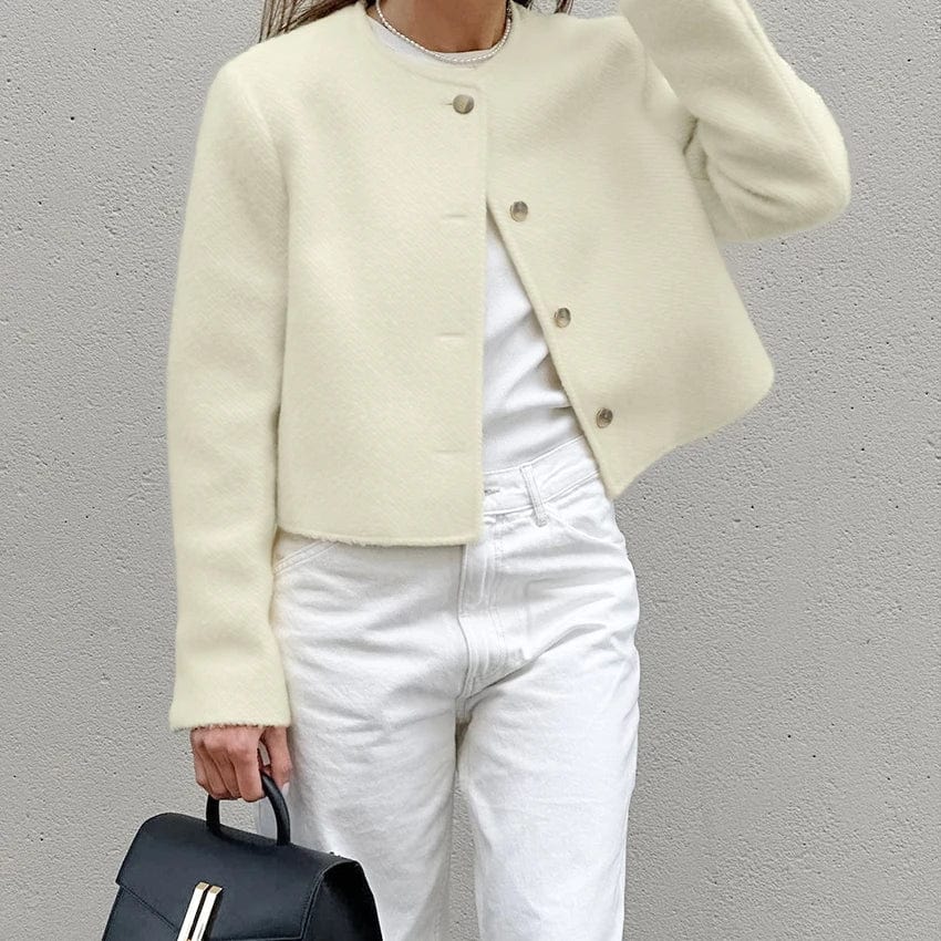 OOTN Fall Ladies Coats Apricot Long Sleeve Single Buttons Short Jacket Fashion Women Clothes Elegant Casual Coat